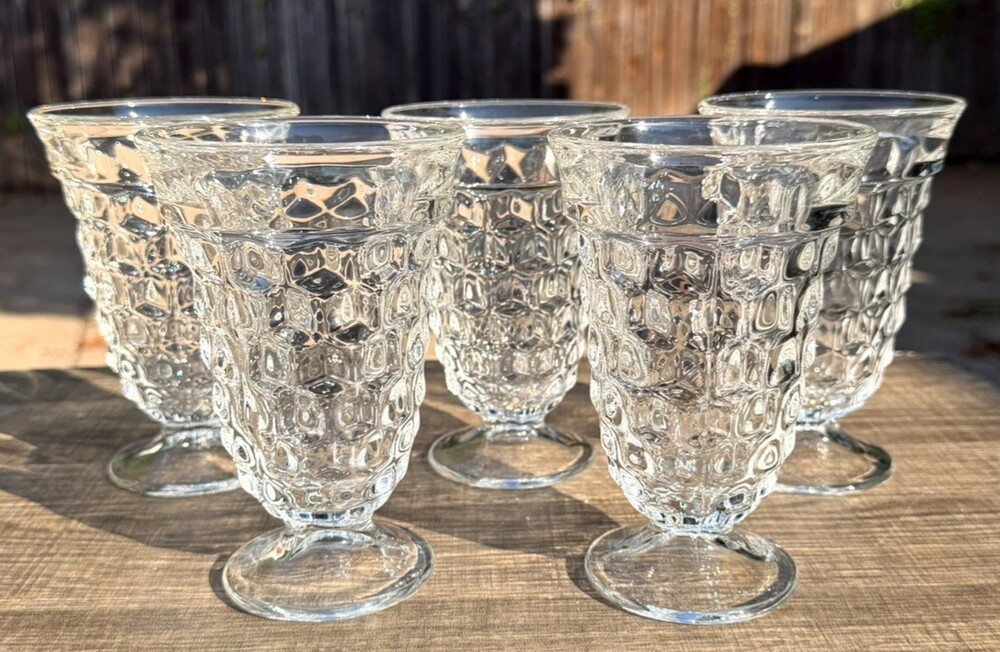 Vintage Fostoria American Clear Iced Tea Water Goblets Stem 2056 Set of 5